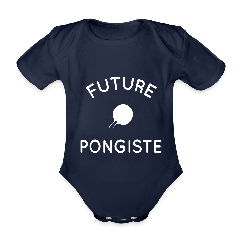 Body Bébé bio manches courtes - Future pongiste - marine foncé