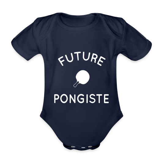 Body Bébé bio manches courtes - Future pongiste - marine foncé