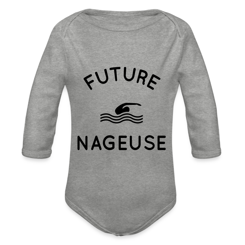 Body Bébé bio manches longues - Future nageuse - gris chiné