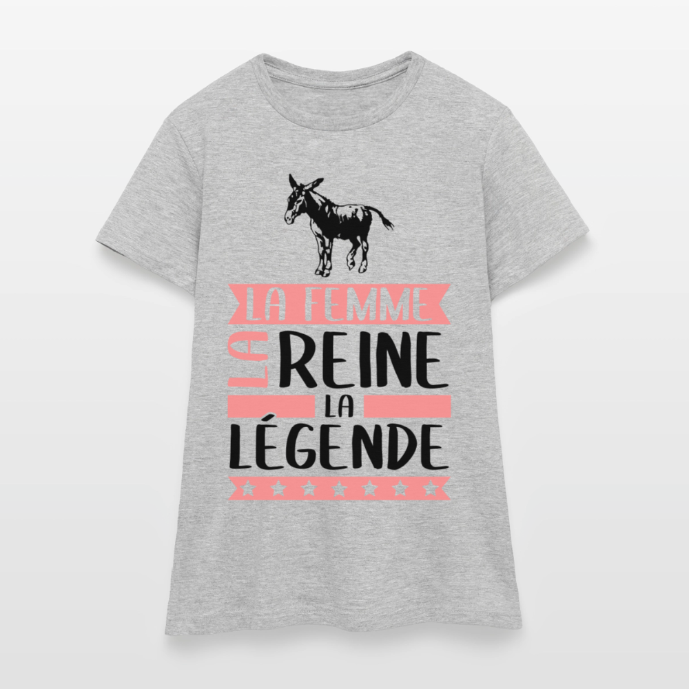 T-shirt femme coloris clair Anne rébus – La femme, la reine, la légende - gris chiné
