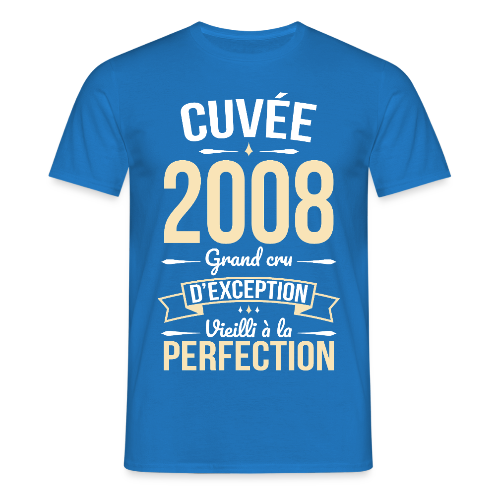T-shirt anniversaire homme 18 ans – Cuvée 2008, Grand cru d’exception - bleu royal