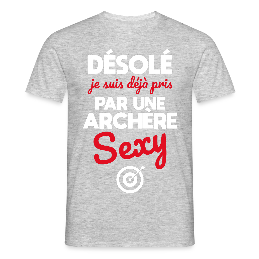 T-shirt Homme -  Je suis déjà pris par une archère sexy - gris chiné