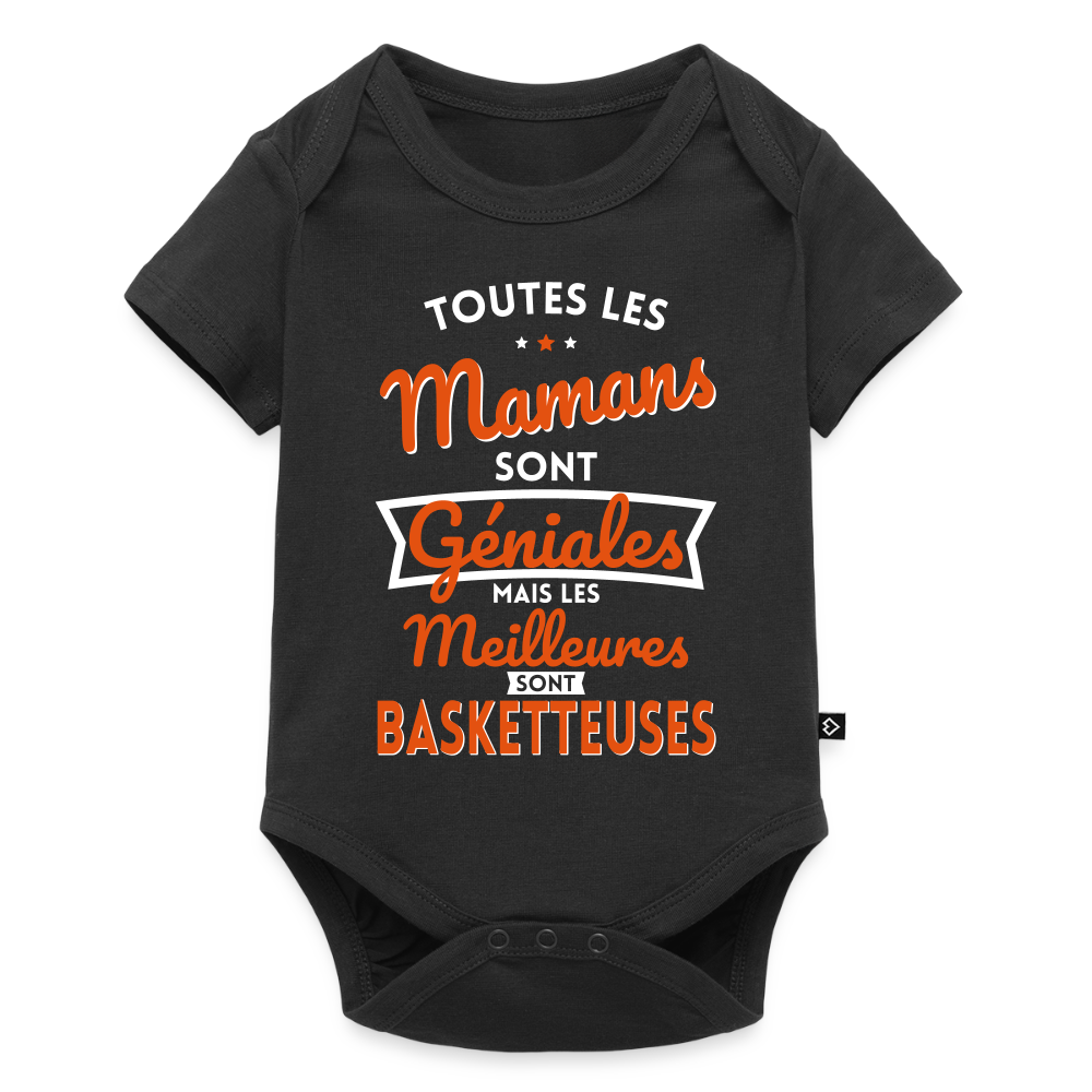 Body Bébé bio manches courtes - Mamans géniales - Les meilleures sont basketteuses - noir