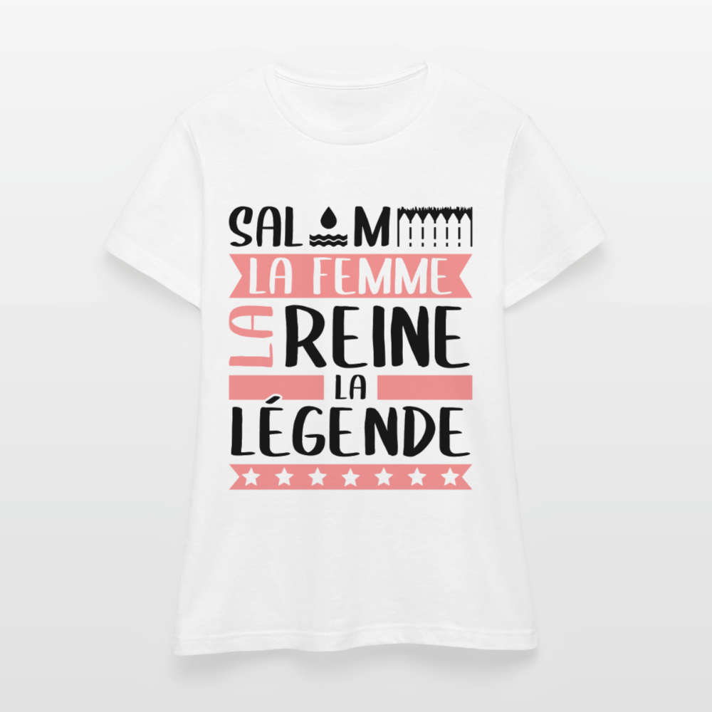 T-shirt femme coloris clair Salomé en rébus – La femme, la reine, la légende - blanc