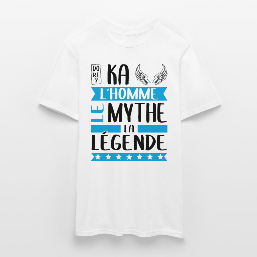 T-shirt homme coloris clair Michaël en rébus – L’homme, le mythe, la légende - blanc