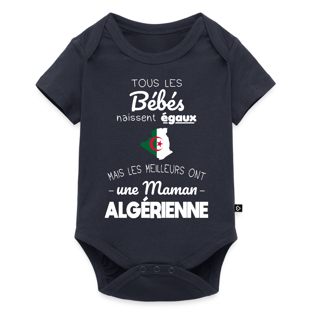 Body Bébé bio manches courtes - Les Meilleurs Ont Une Maman Algérienne - bleu marine