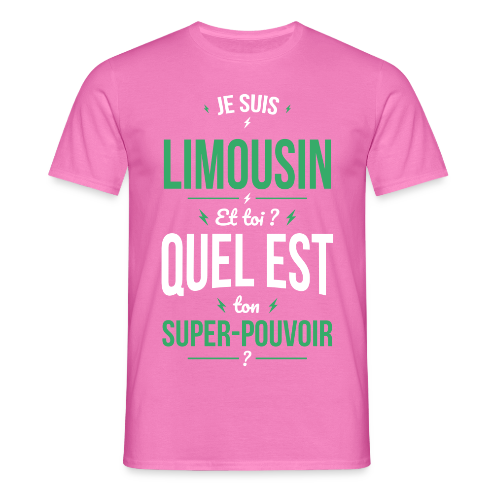 T-shirt Homme - Je suis Limousin - Super-pouvoir - rose
