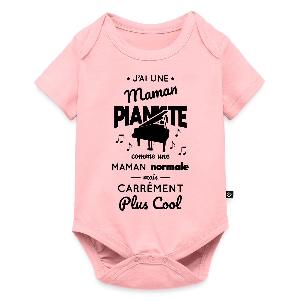 Body Bébé bio manches courtes - J'ai une maman pianiste - rose