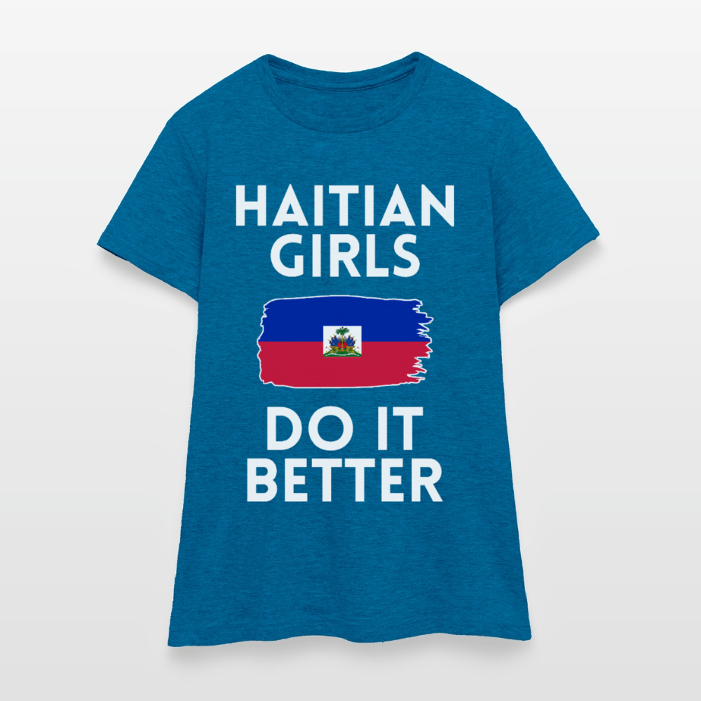 T-shirt femme - Haitian Girls Do It Better - bleu saphir antique chiné