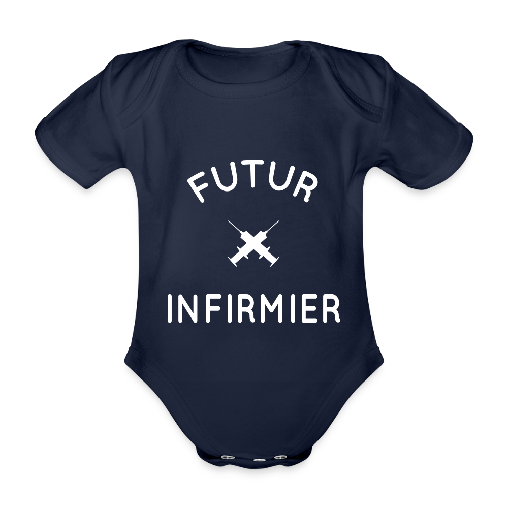 Body Bébé bio manches courtes - Futur infirmier - marine foncé