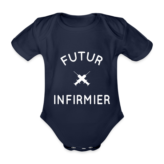 Body Bébé bio manches courtes - Futur infirmier - marine foncé