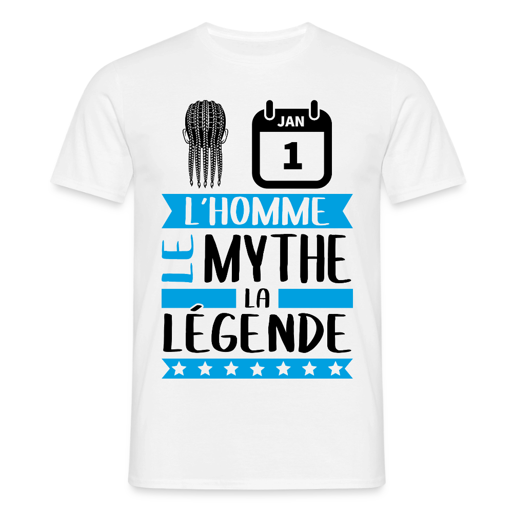 T-shirt homme coloris clair Nathan en rébus – L’homme, le mythe, la légende - blanc