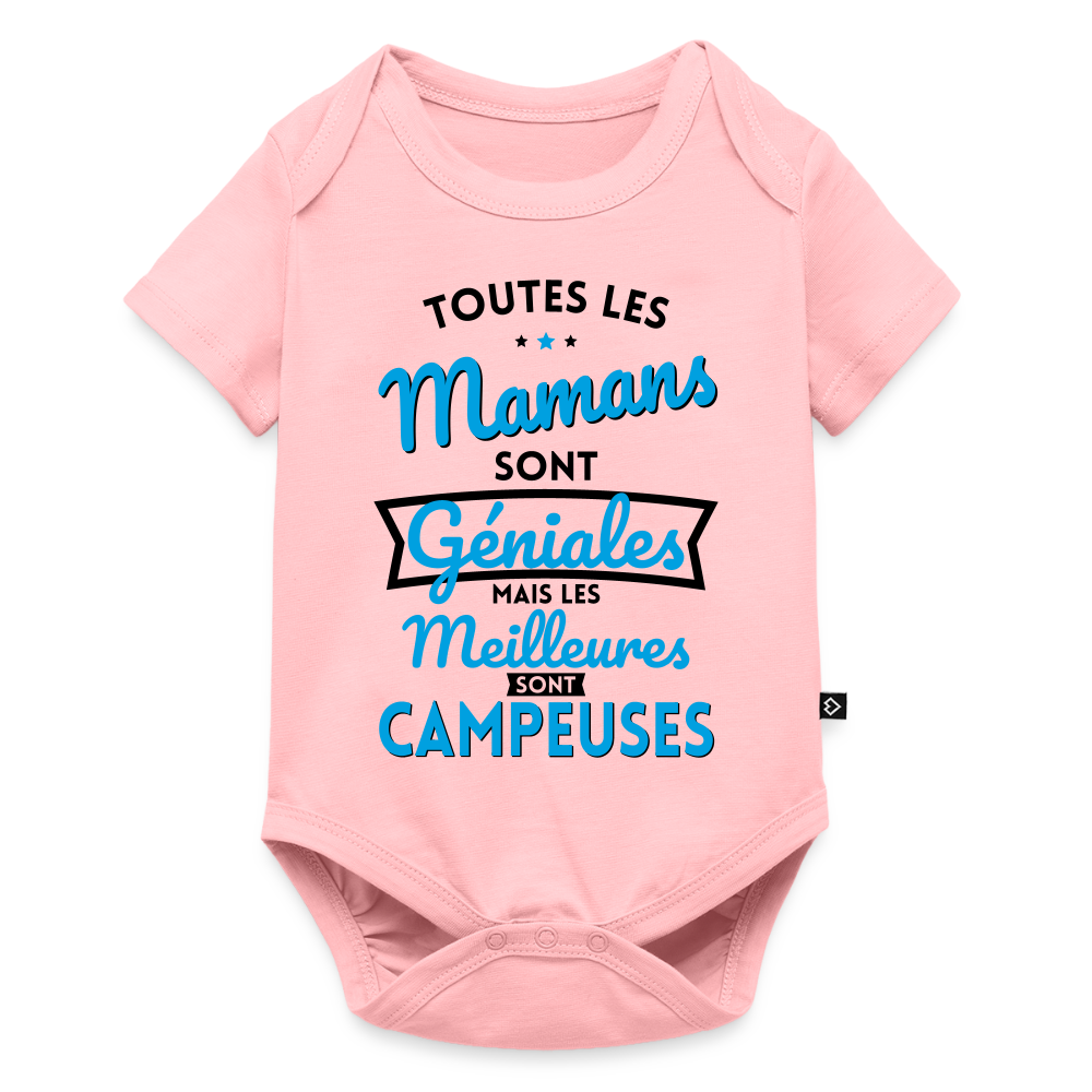 Body Bébé bio manches courtes - Mamans géniales - Les meilleures sont campeuses - rose