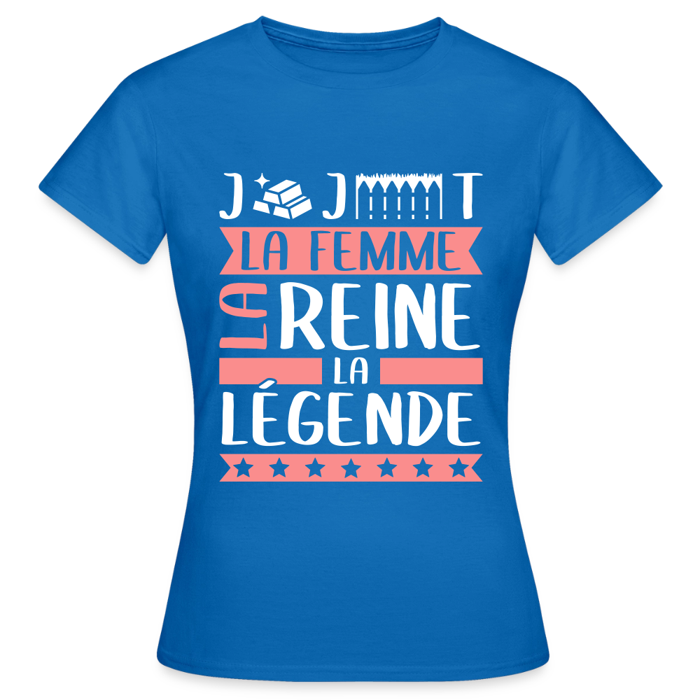 T-shirt femme Georgette rébus – La femme, la reine, la légende - bleu royal