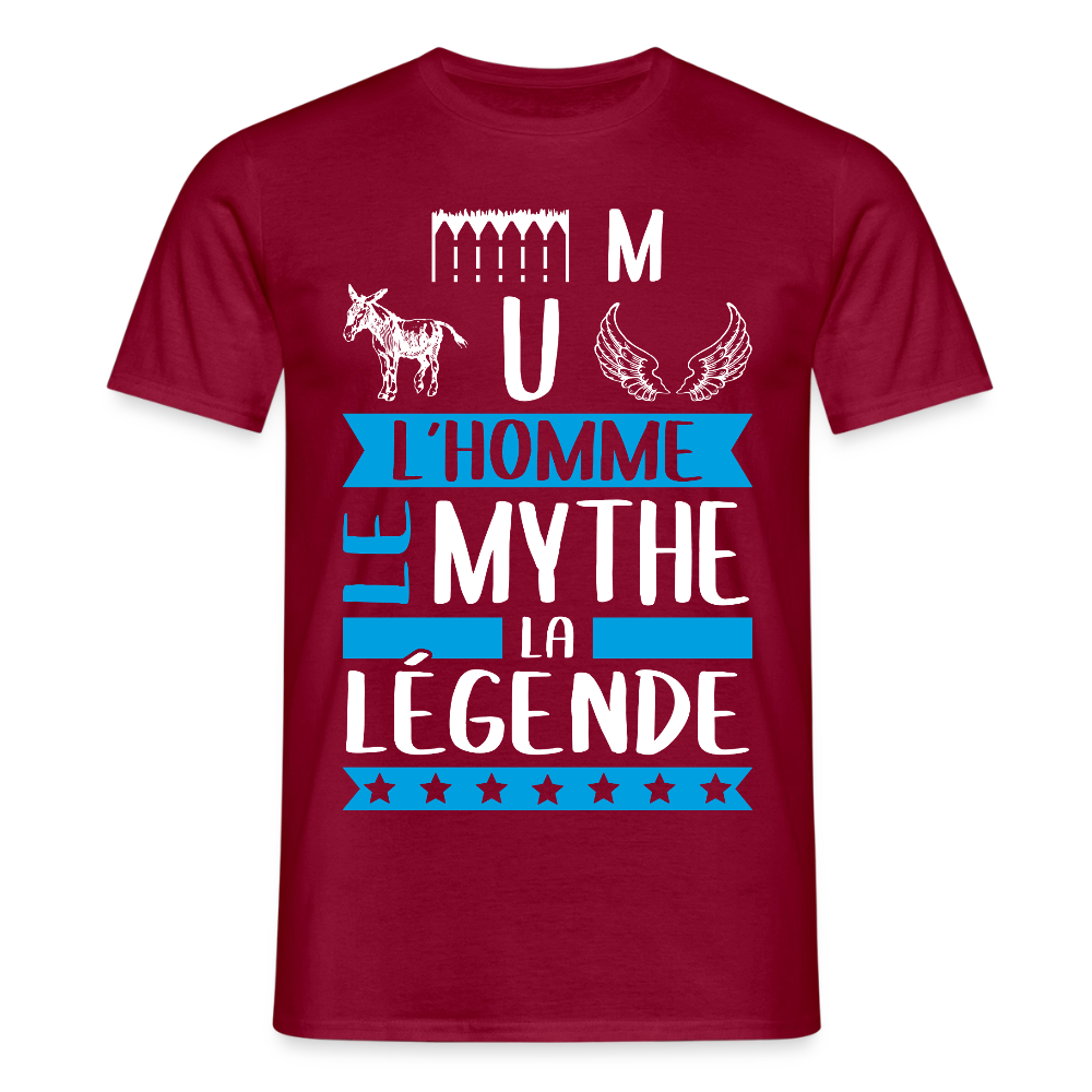 T-shirt homme Emmanuel rébus – L’homme, le mythe, la légende - rouge brique