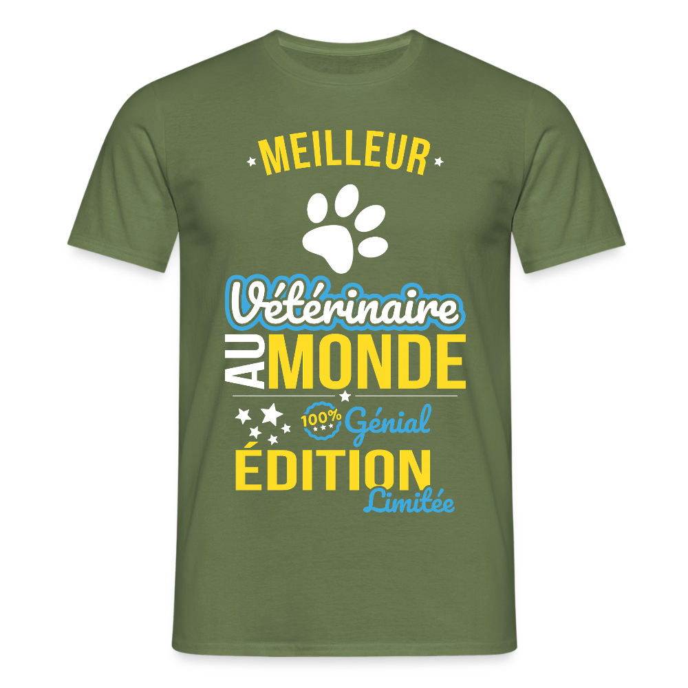 T-shirt Homme - Meilleur Vétérinaire au monde - 100% génial - vert militaire