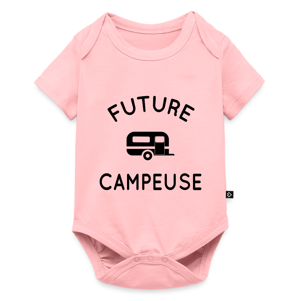Body Bébé bio manches courtes - Future campeuse - rose