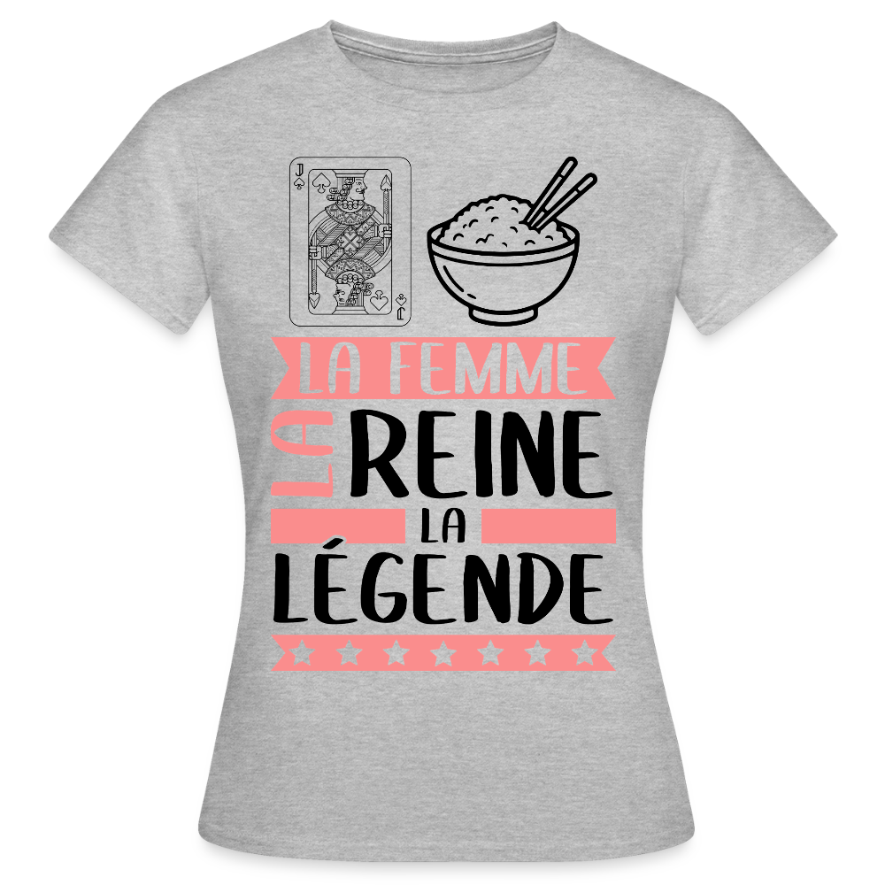 T-shirt femme coloris clair Valérie en rébus – La femme, la reine, la légende - gris chiné
