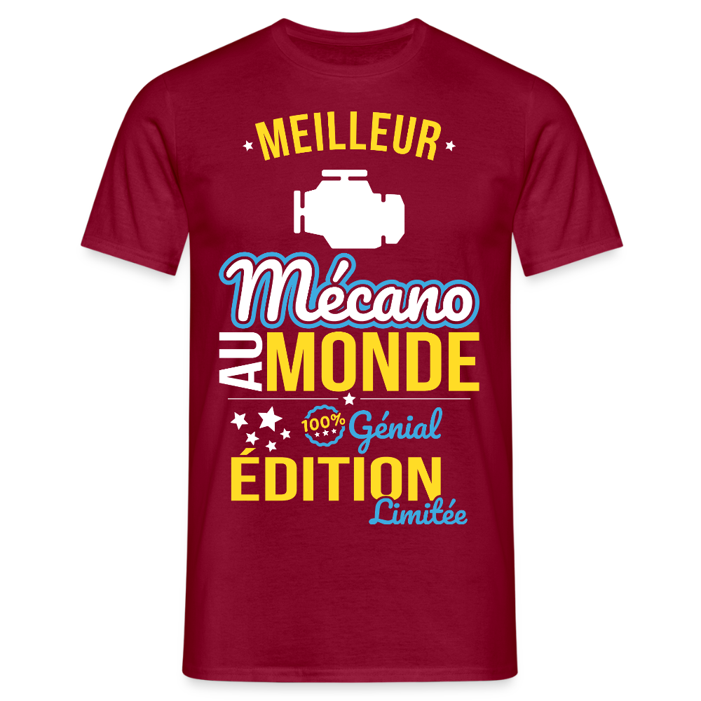 T-shirt Homme - Meilleur Mécano au monde - 100% génial - rouge brique