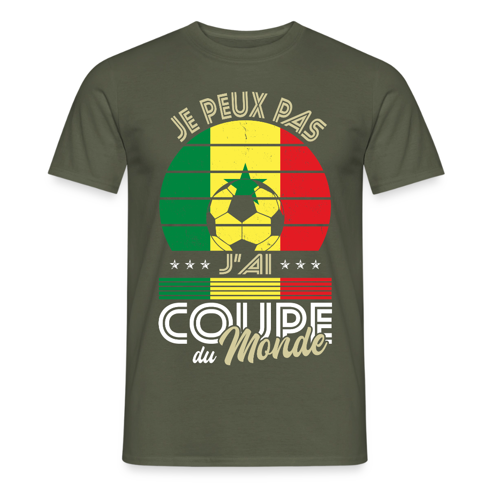 T-shirt Homme - Je peux pas j'ai Coupe du Monde - Sénégal - vert militaire