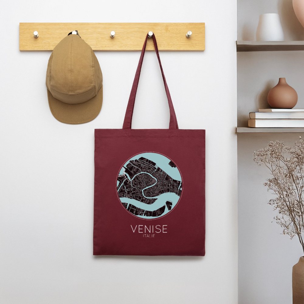 Tote Bag Venise Bio – Plan de Venise - bordeaux