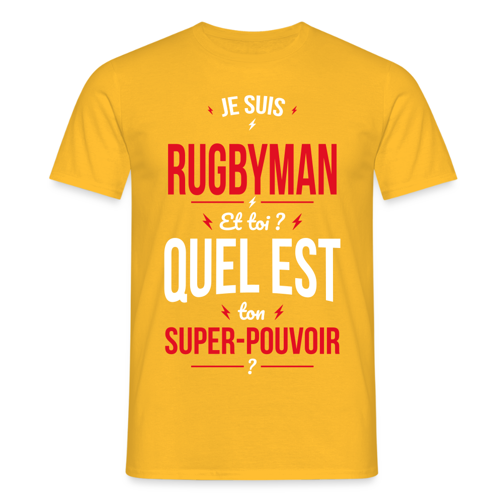 T-shirt Homme - Je suis rugbyman - Super-pouvoir - jaune
