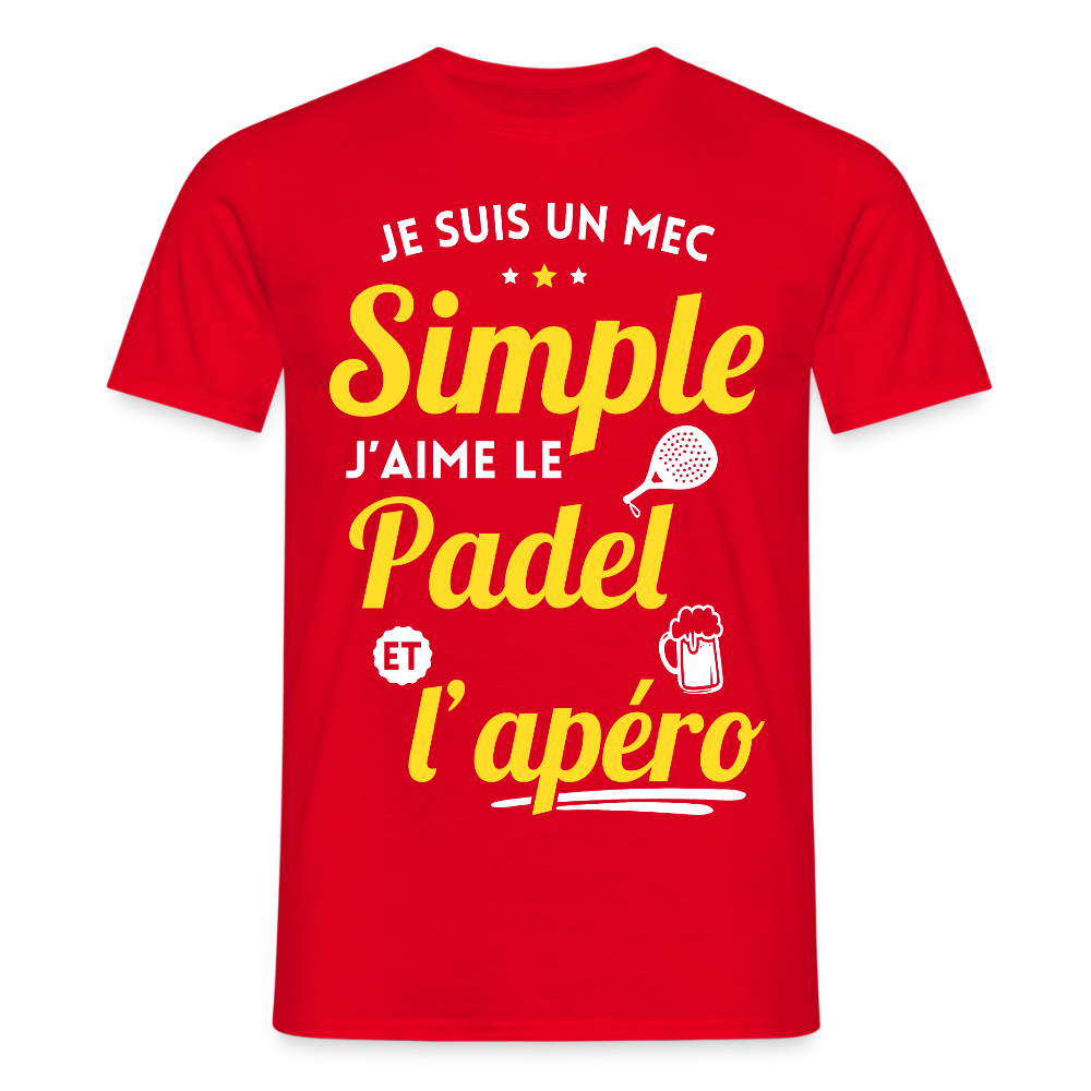 T-shirt Homme - J'aime le  padel et l'apéro - rouge