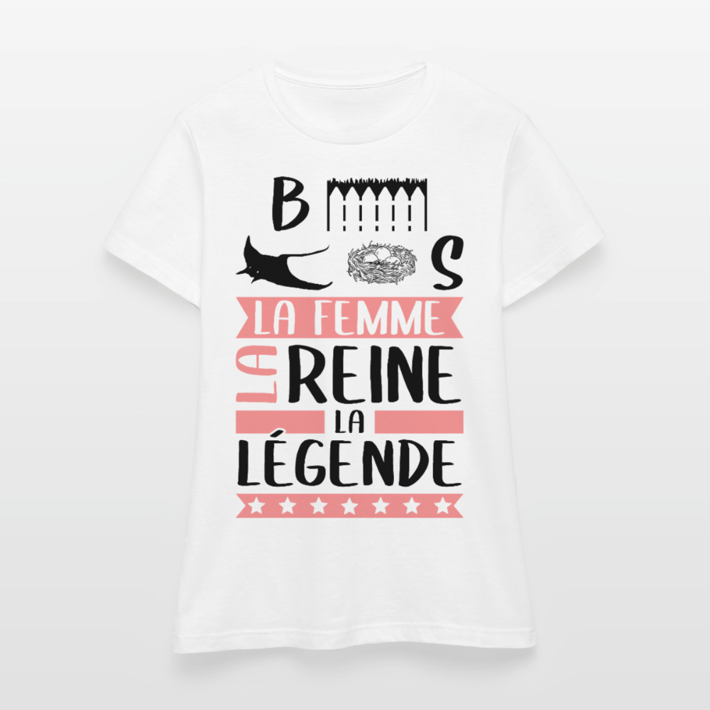 T-shirt femme coloris clair Bérénice rébus – La femme, la reine, la légende - blanc