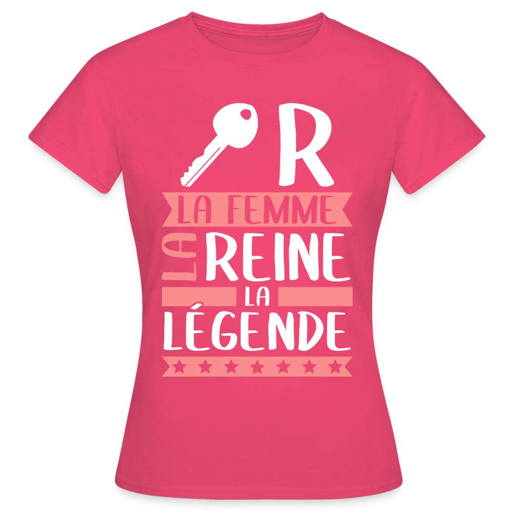 T-shirt femme Claire rébus – La femme, la reine, la légende - rose azalée