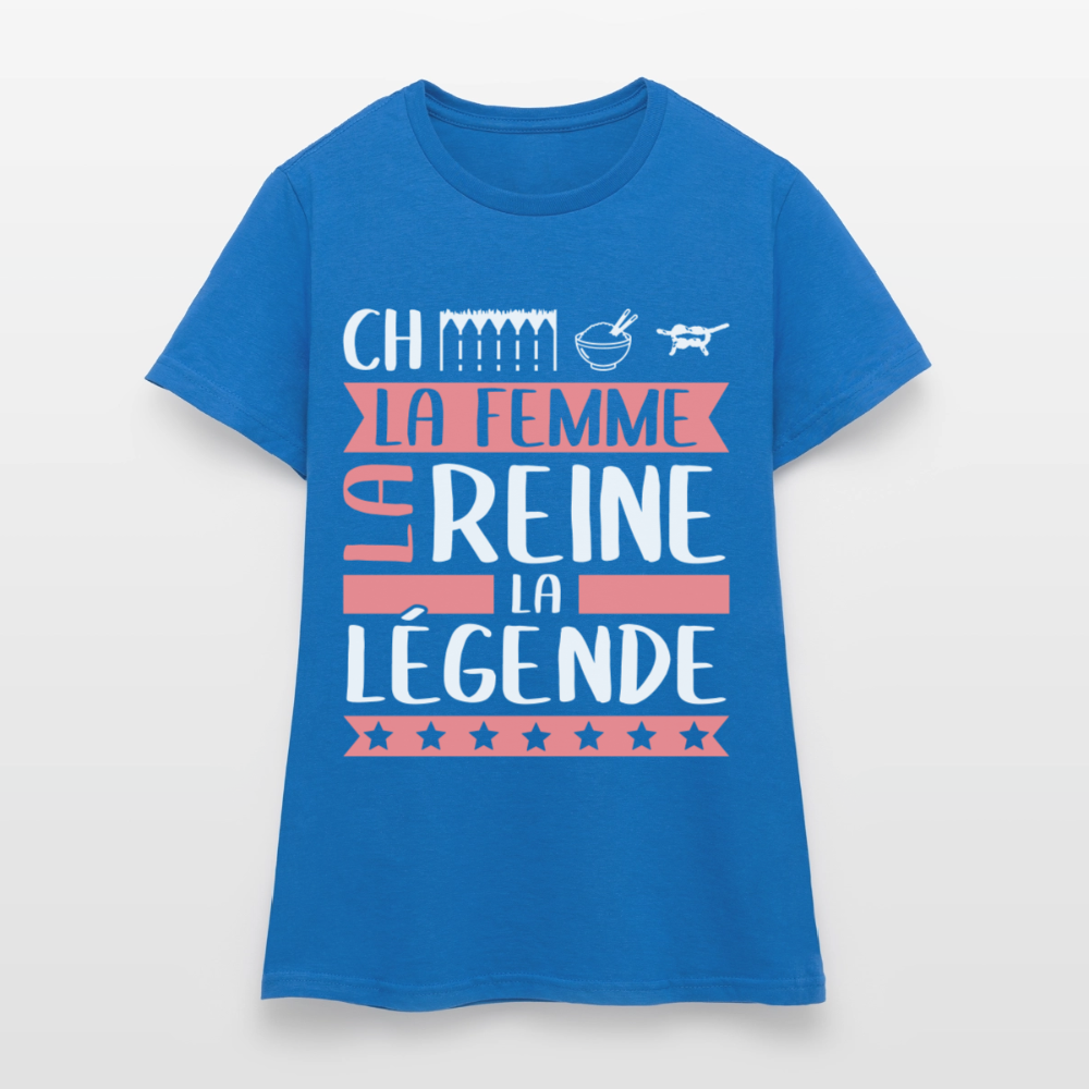 T-shirt femme Chérine rébus – La femme, la reine, la légende - bleu royal