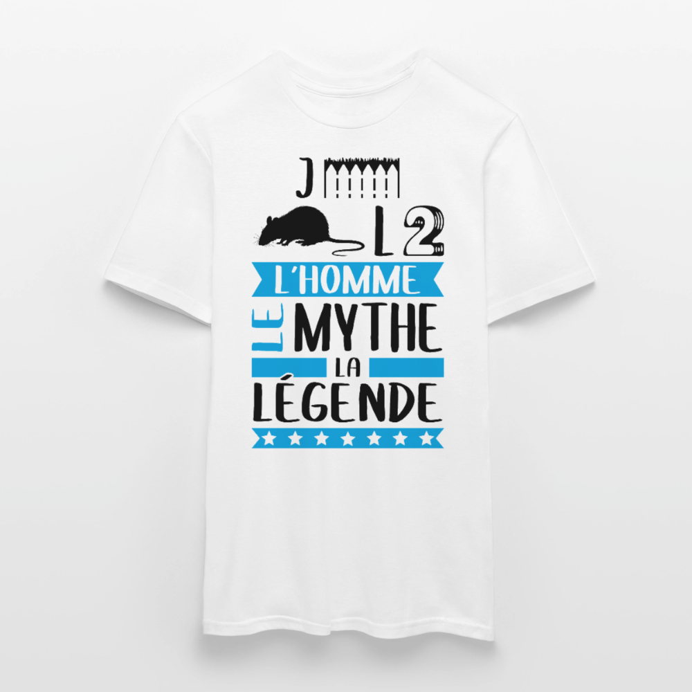 T-shirt homme coloris clair Gérald en rébus – L’homme, le mythe, la légende - blanc