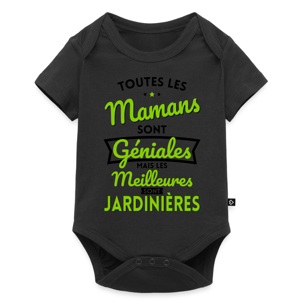 Body Bébé bio manches courtes - Mamans  géniales - Les meilleures sont jardinières - noir