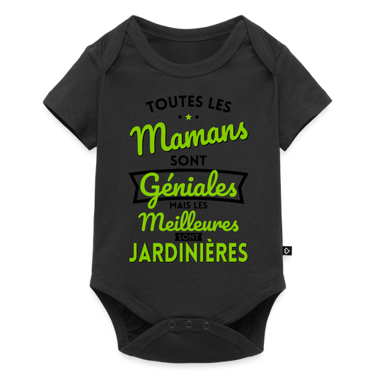 Body Bébé bio manches courtes - Mamans  géniales - Les meilleures sont jardinières - noir