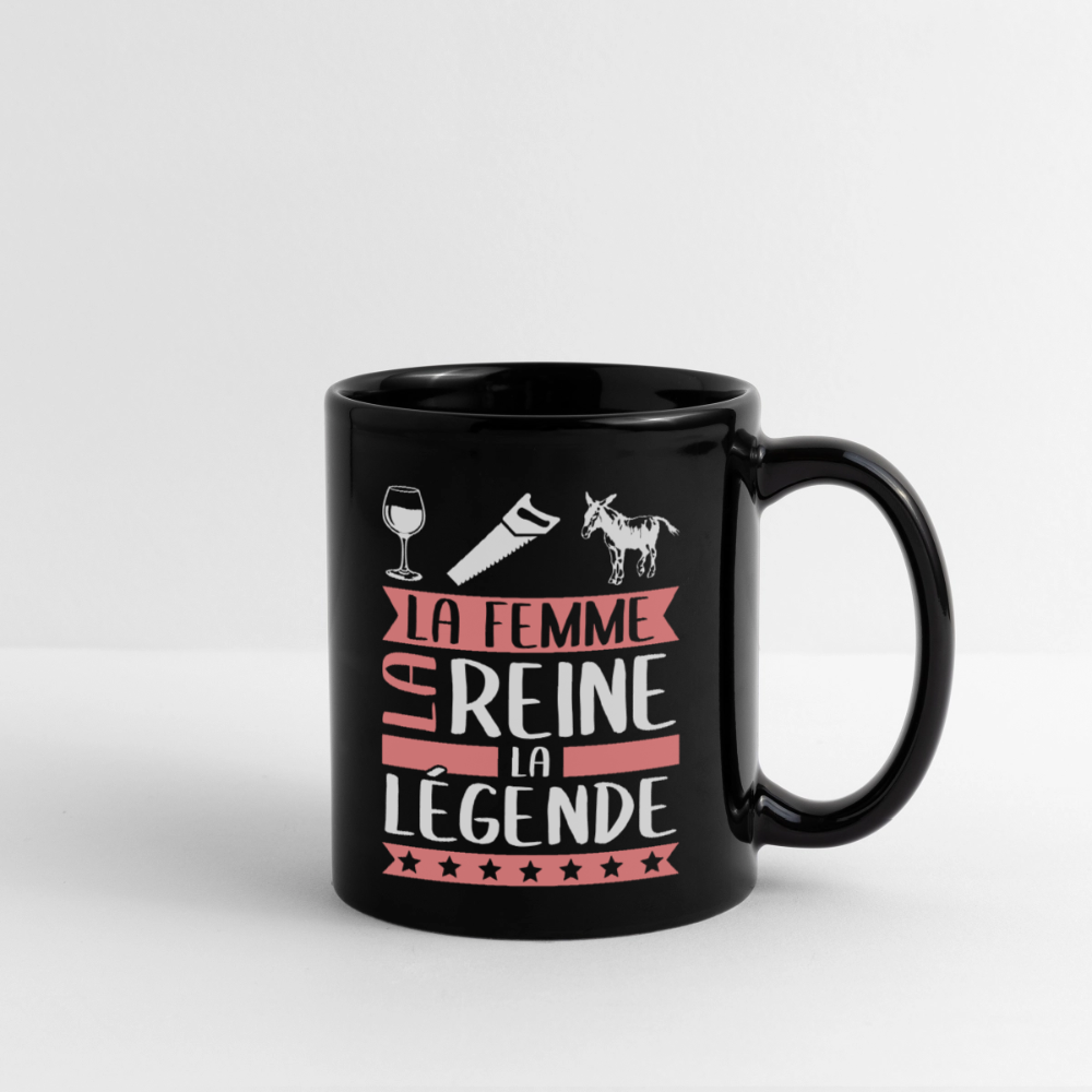 Mug uni Vinciane rébus – La femme, la reine, la légende - noir