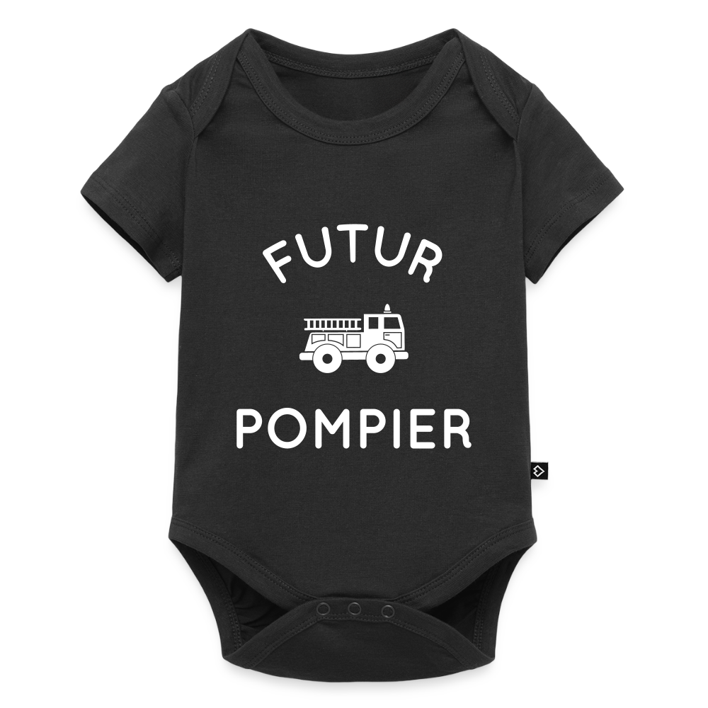 Body Bébé bio manches courtes - Futur pompier - noir