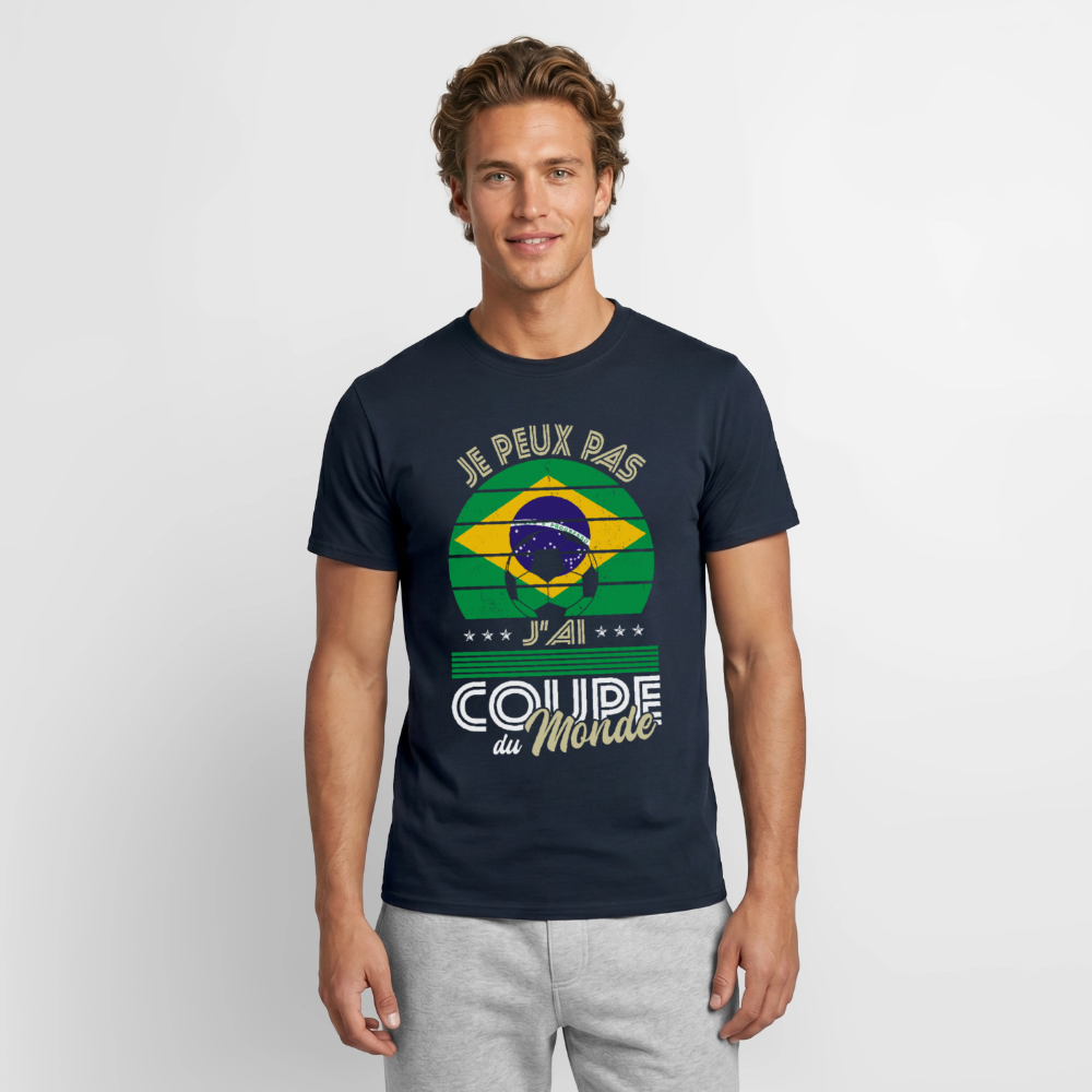 T-shirt Homme - Je peux pas j'ai Coupe du Monde - Brésil - marine