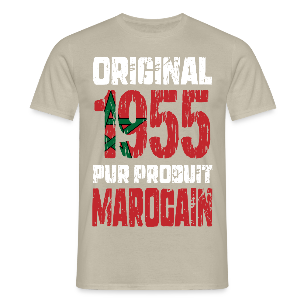 T-shirt Homme - Anniversaire 70 Ans - Original 1955 - Pur produit Marocain - beige sable
