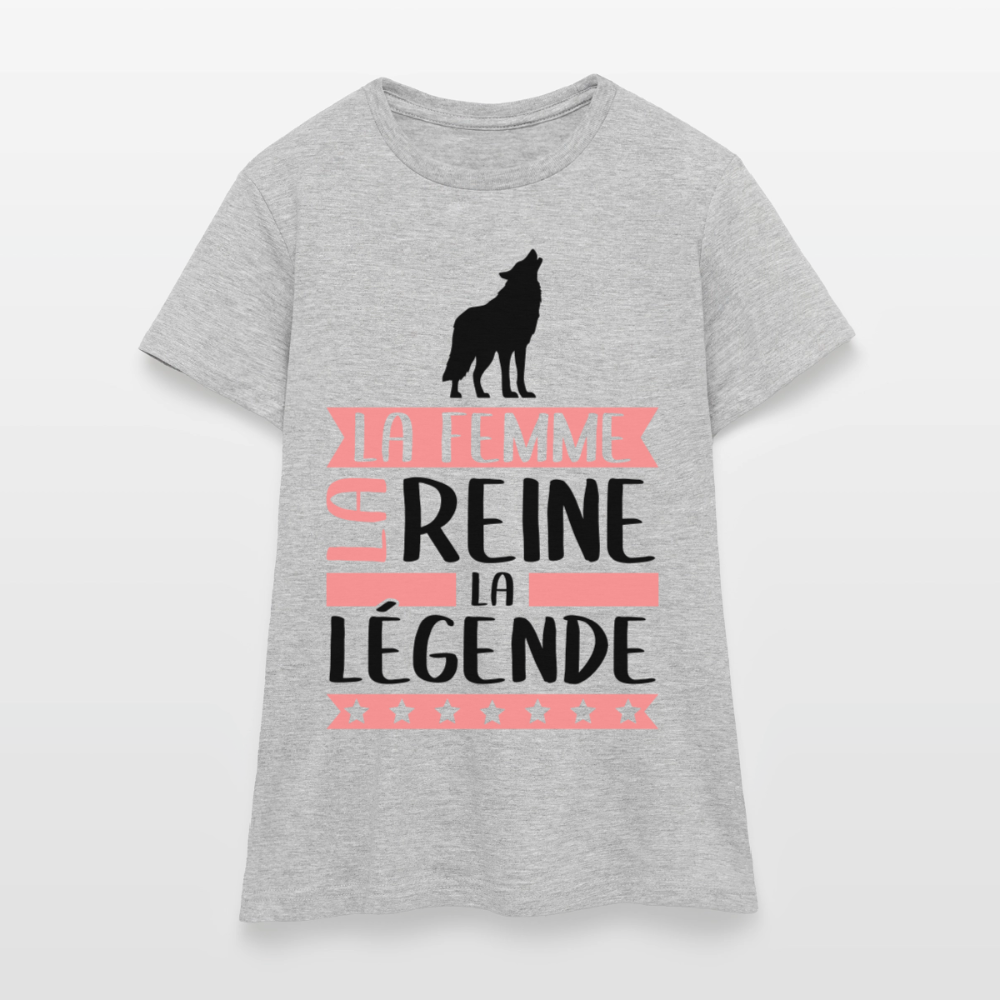 T-shirt femme coloris clair Lou rébus – La femme, la reine, la légende - gris chiné
