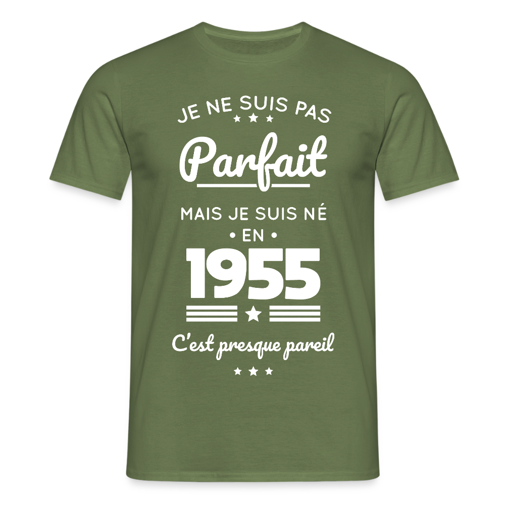 T-shirt Homme - Anniversaire 70 Ans - Pas parfait mais né en 1955 - vert militaire