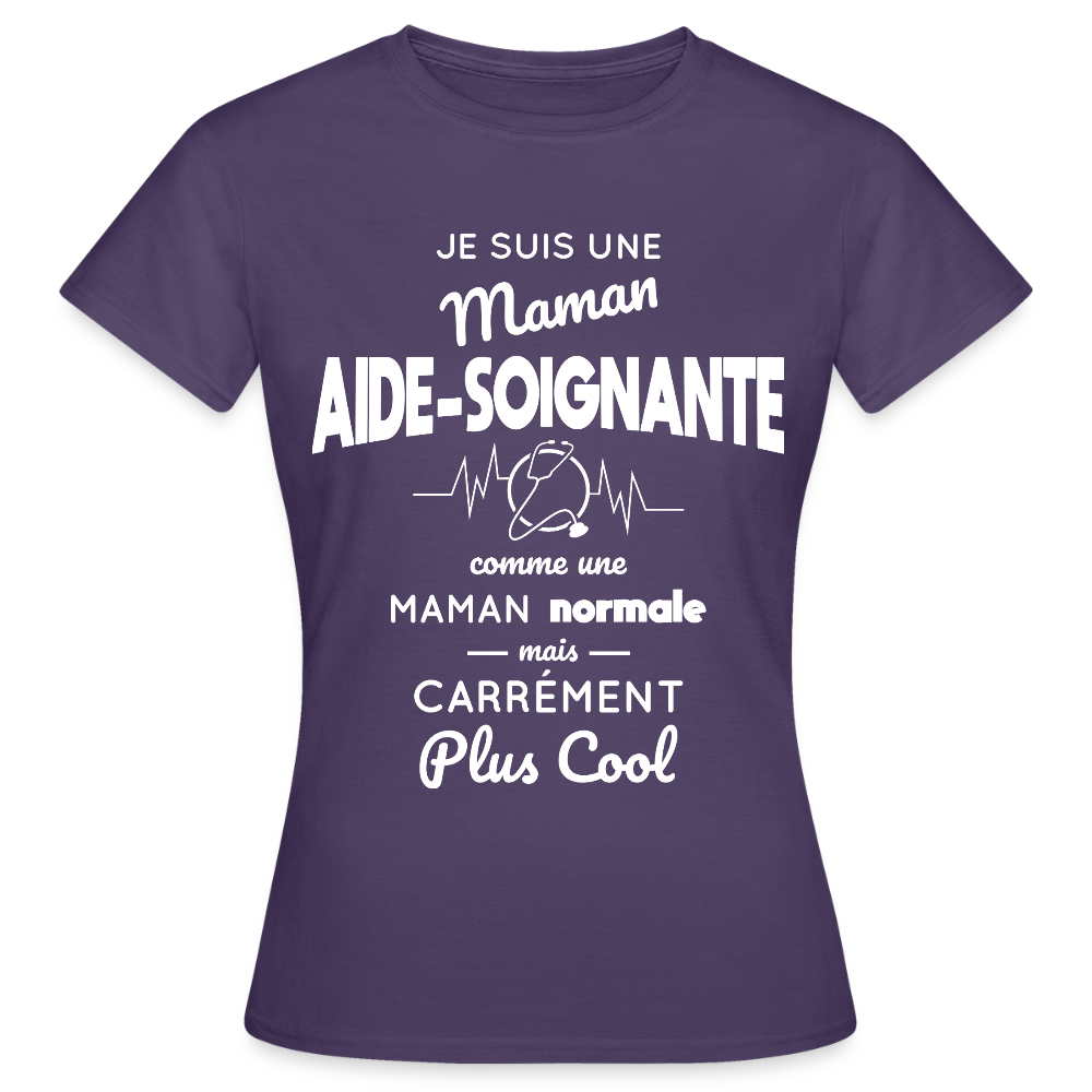 T-shirt Femme - Maman aide-soignante plus cool - violet foncé