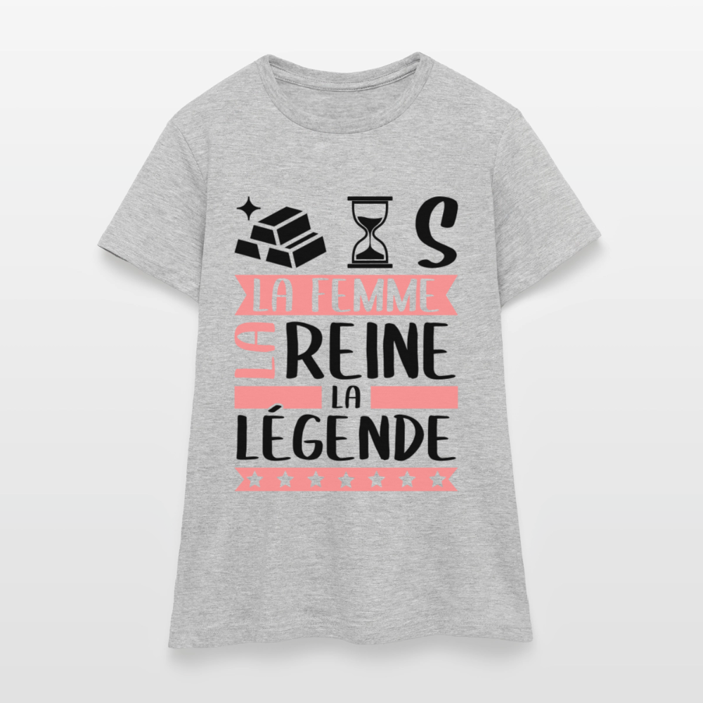 T-shirt femme coloris clair Hortense rébus – La femme, la reine, la légende - gris chiné