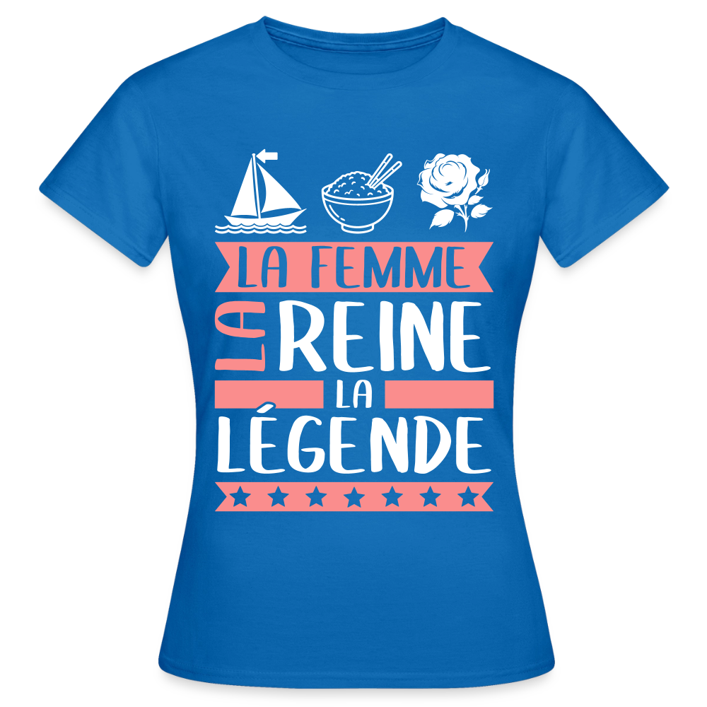 T-shirt femme Marie-Rose rébus – La femme, la reine, la légende - bleu royal