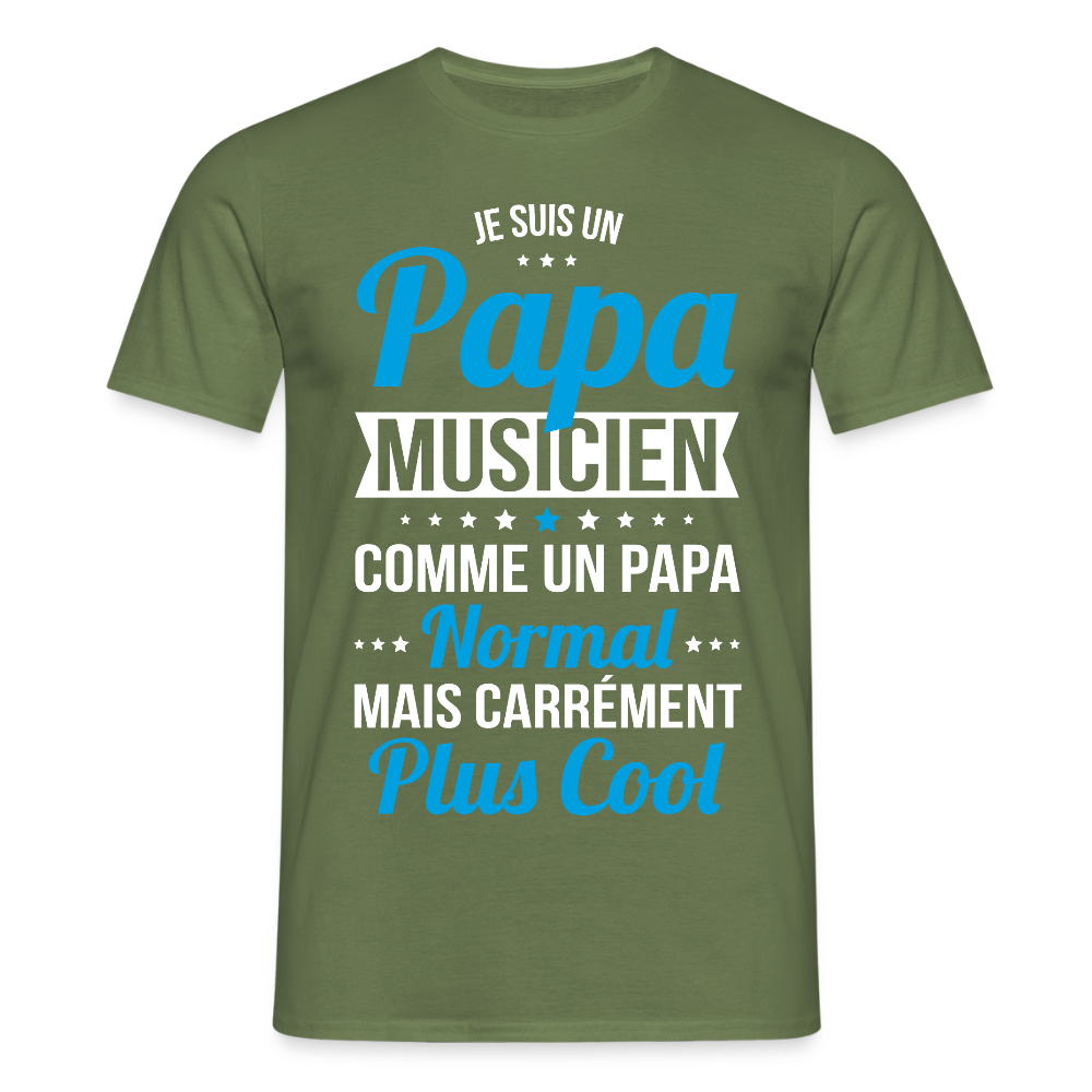 T-shirt Homme - Papa musicien plus cool - vert militaire