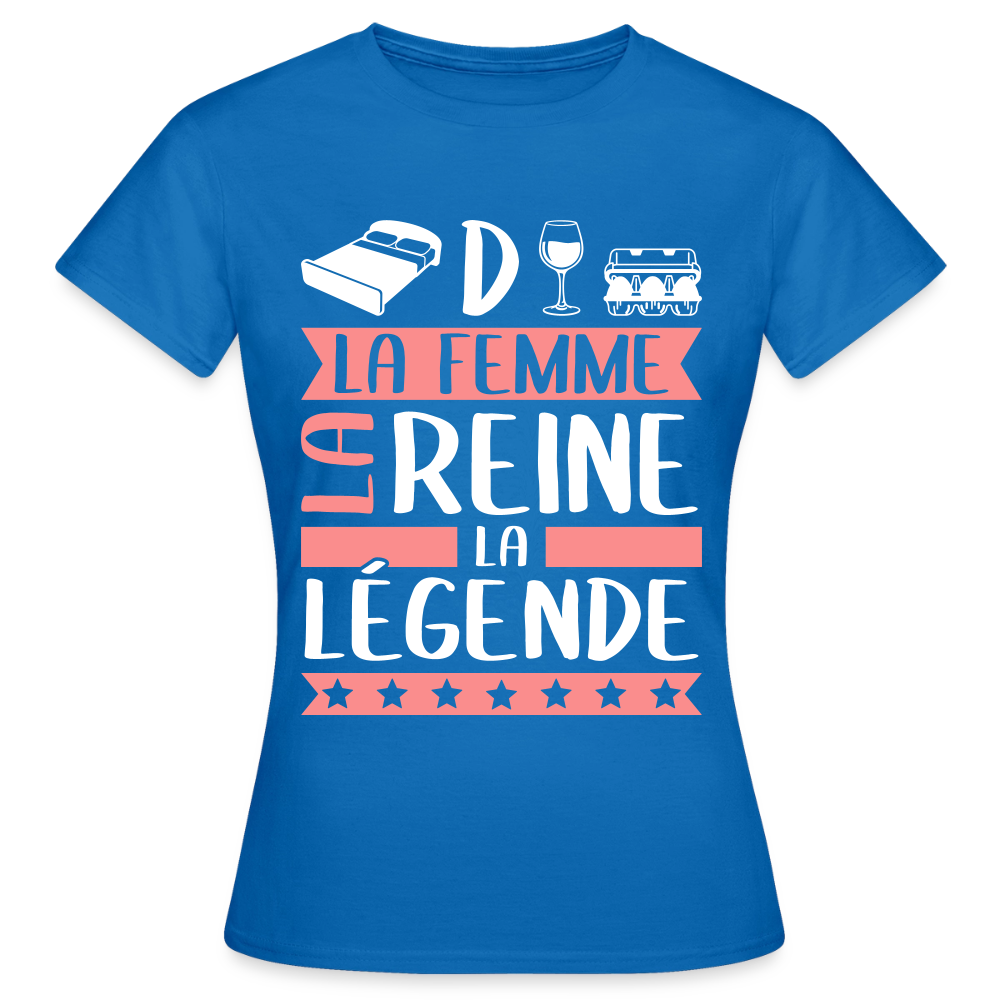 T-shirt femme Lidwine rébus – La femme, la reine, la légende - bleu royal