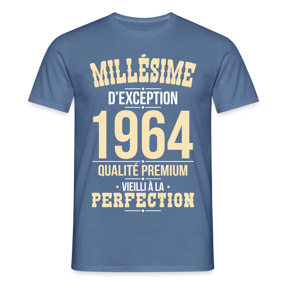 T-shirt Homme - Anniversaire 61 Ans - Millésime 1964 - bleu pigeon 
