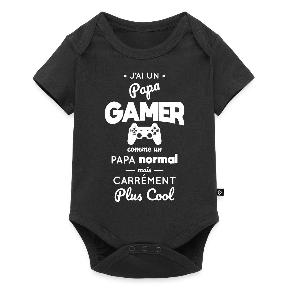Body Bébé bio manches courtes - J'ai un papa gamer - noir