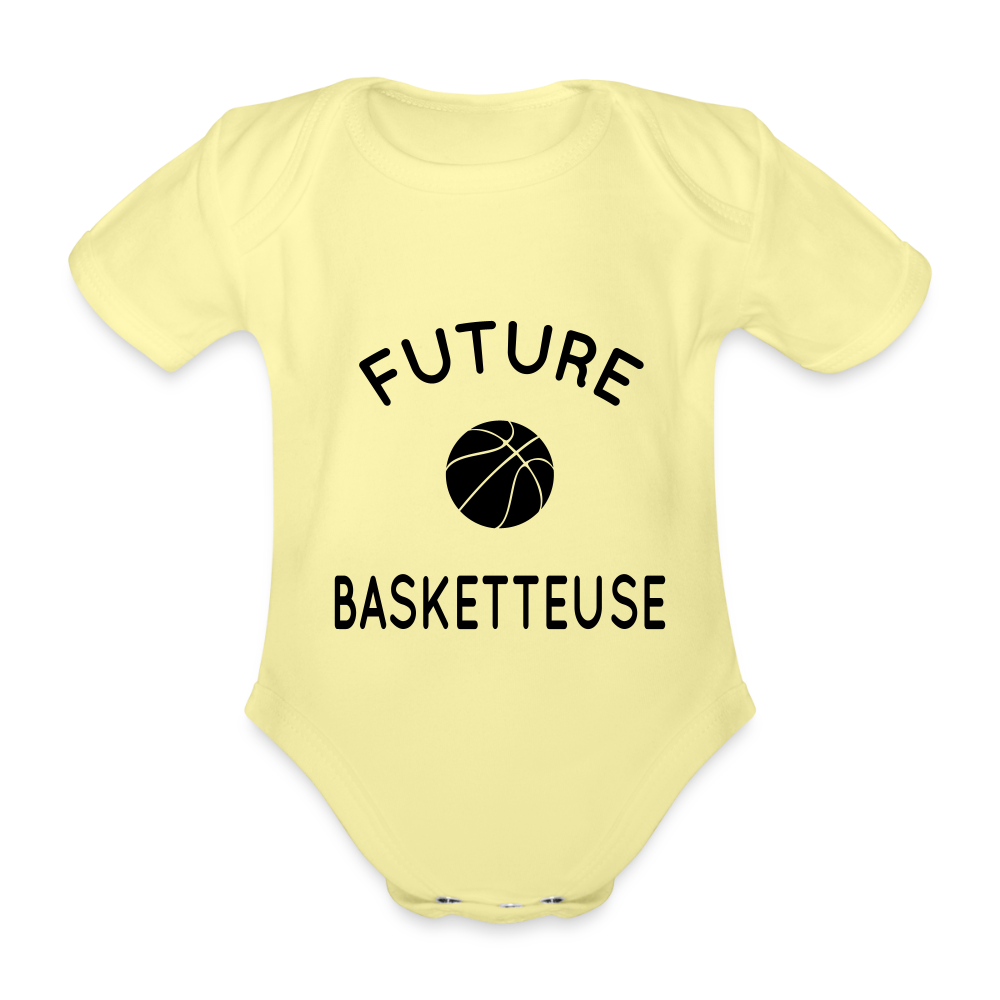 Body Bébé bio manches courtes - Future basketteuse - jaune délavé