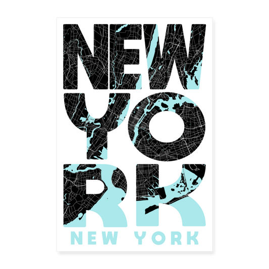 Poster New York - Plan New York - 40 x 60 cm - blanc
