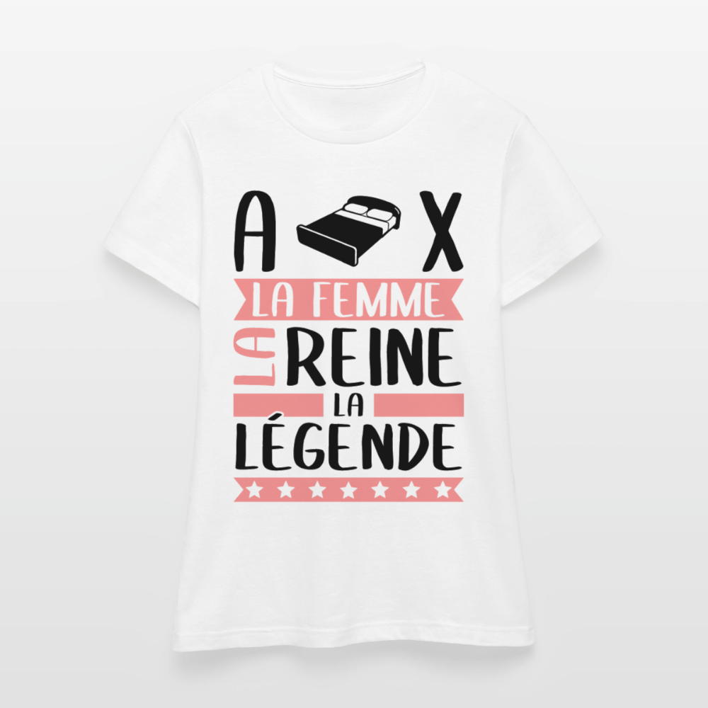 T-shirt femme coloris clair Alix rébus – La femme, la reine, la légende - blanc