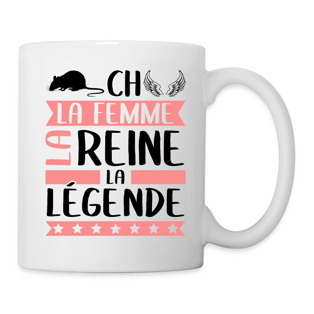 Mug blanc Rachel rébus – La femme, la reine, la légende - blanc